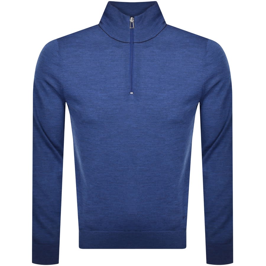 Alternative Image for ProductPS By Paul Smith Zip Neck Knitted Sweatshirt Blue1